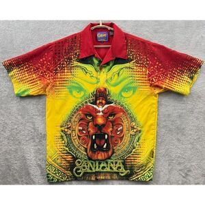 Vintage Carlos Santana Dragonfly Shirt Mens Large Lion Psychedelic Button Up 90s